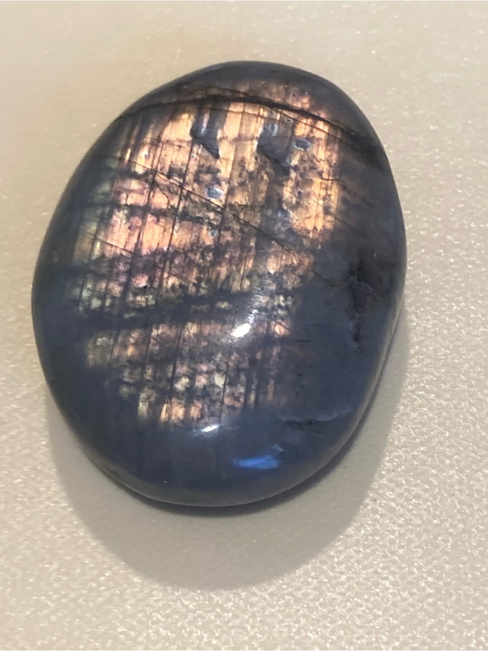 Labradorite Palm Stone - Iridescent Blue Accent